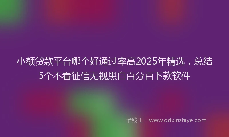 小额贷款平台哪个好通过率高2025年精选，总结5个不看征信无视黑白百分百下款软件