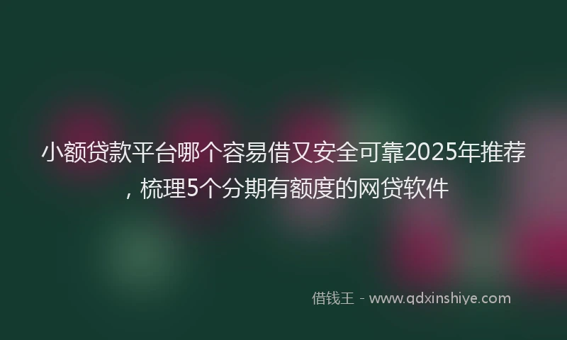 小额贷款平台哪个容易借又安全可靠2025年推荐，梳理5个分期有额度的网贷软件