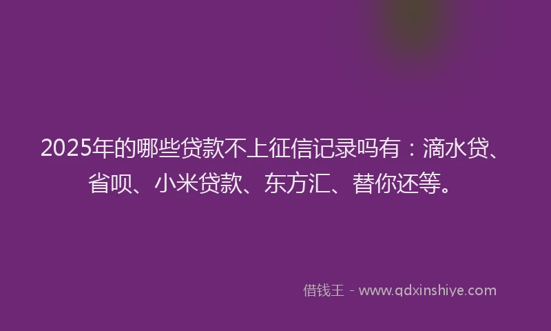 2025年的哪些贷款不上征信记录吗有：滴水贷、省呗、小米贷款、东方汇、替你还等。