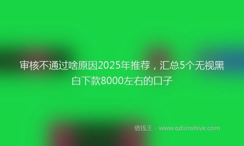 审核不通过啥原因2025年推荐，汇总5个无视黑白下款8000左右的口子