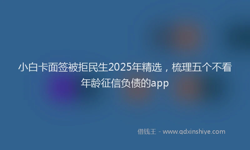 小白卡面签被拒民生2025年精选，梳理五个不看年龄征信负债的app