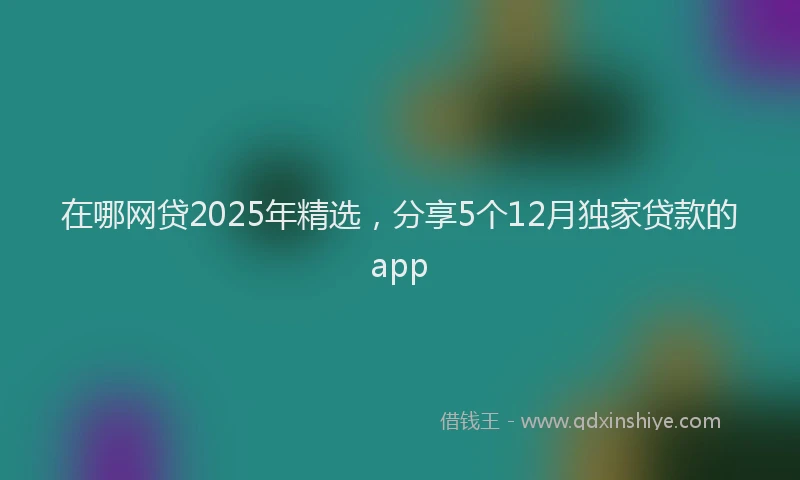 在哪网贷2025年精选，分享5个12月独家贷款的app