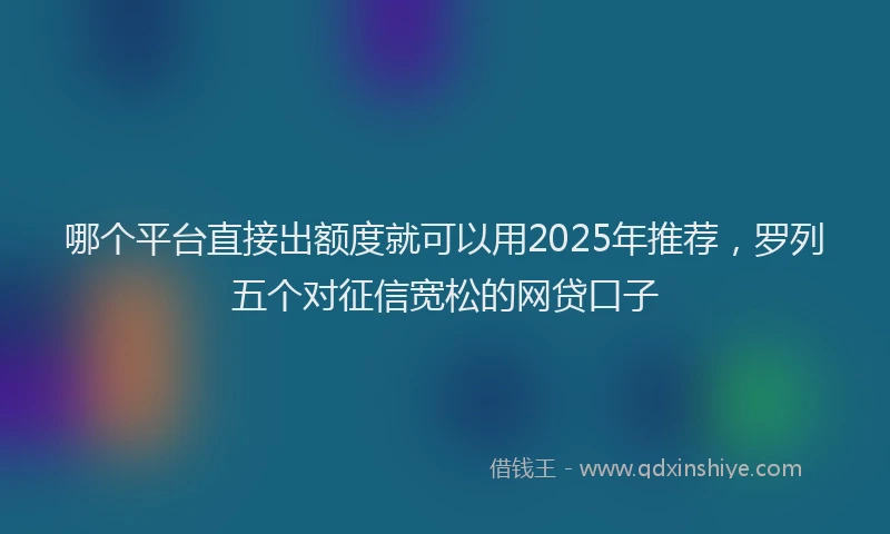 哪个平台直接出额度就可以用2025年推荐，罗列五个对征信宽松的网贷口子