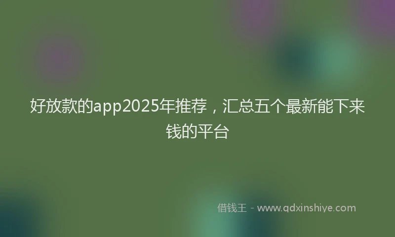 好放款的app2025年推荐，汇总五个最新能下来钱的平台