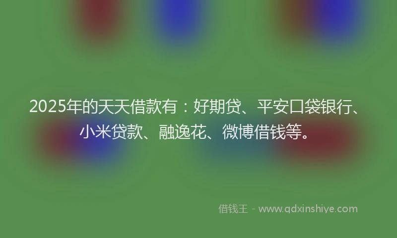 2025年的天天借款有：好期贷、平安口袋银行、小米贷款、融逸花、微博借钱等。