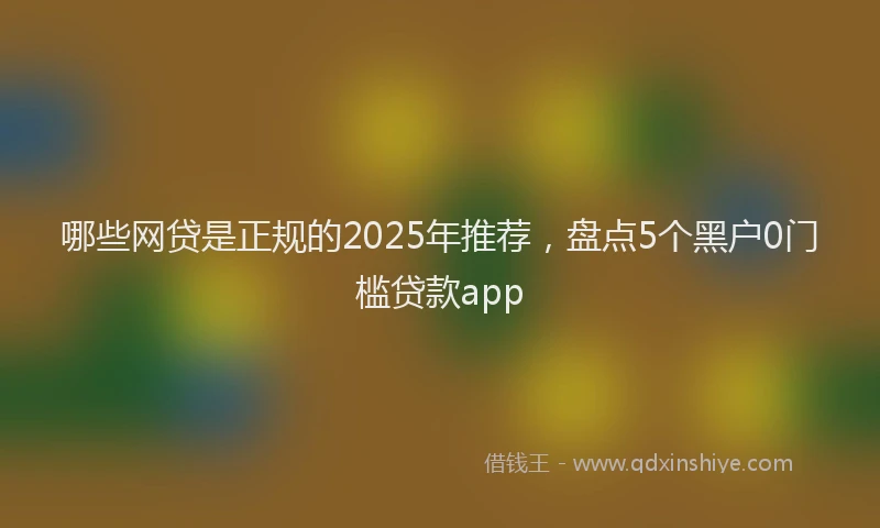 哪些网贷是正规的2025年推荐，盘点5个黑户0门槛贷款app