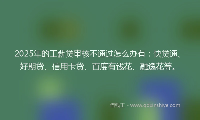 2025年的工薪贷审核不通过怎么办有：快贷通、好期贷、信用卡贷、百度有钱花、融逸花等。