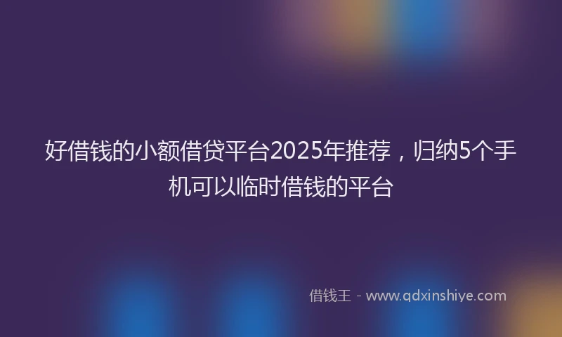好借钱的小额借贷平台2025年推荐，归纳5个手机可以临时借钱的平台