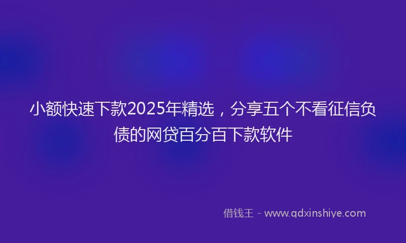 小额快速下款2025年精选，分享五个不看征信负债的网贷百分百下款软件