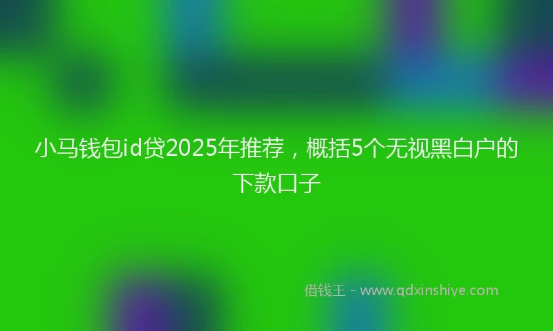 小马钱包id贷2025年推荐，概括5个无视黑白户的下款口子