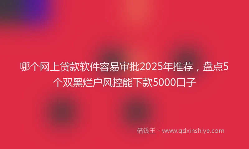 哪个网上贷款软件容易审批2025年推荐，盘点5个双黑烂户风控能下款5000口子