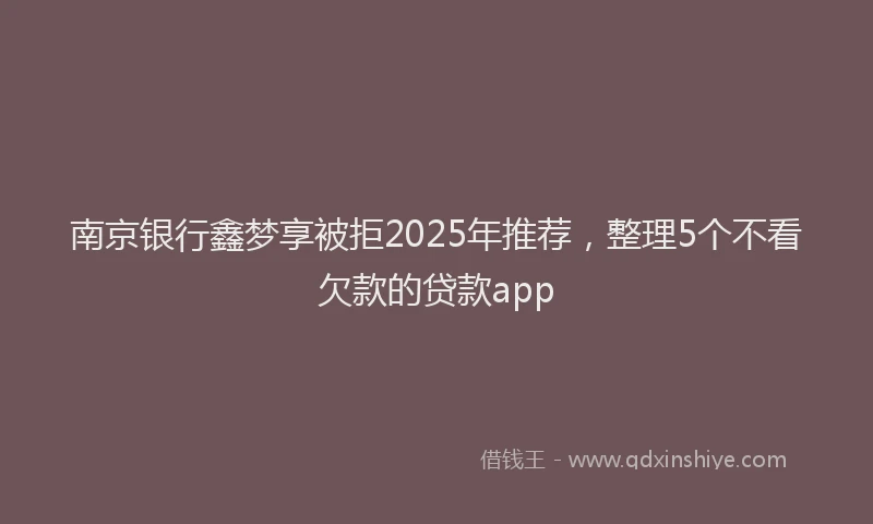 南京银行鑫梦享被拒2025年推荐，整理5个不看欠款的贷款app