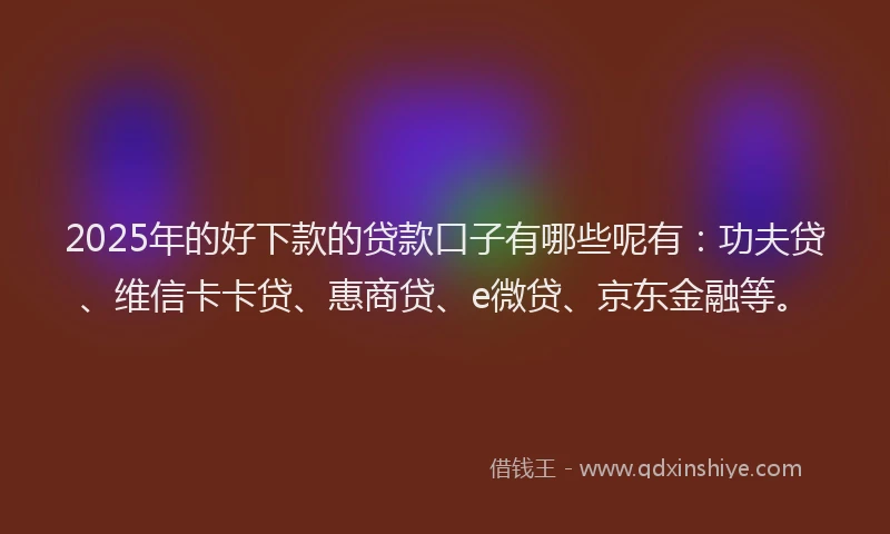 2025年的好下款的贷款口子有哪些呢有：功夫贷、维信卡卡贷、惠商贷、e微贷、京东金融等。