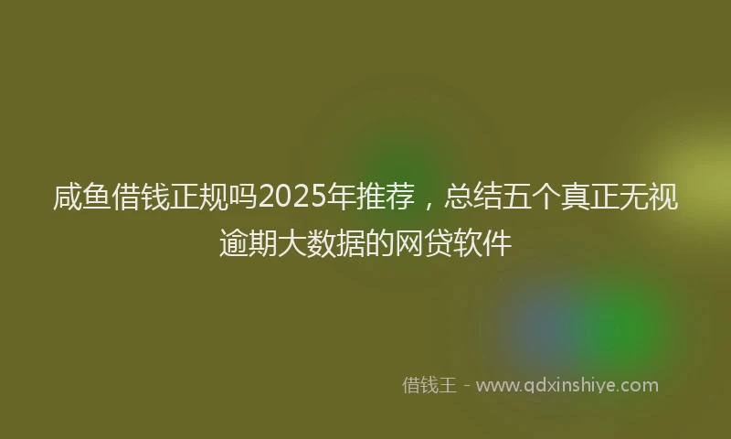 咸鱼借钱正规吗2025年推荐，总结五个真正无视逾期大数据的网贷软件