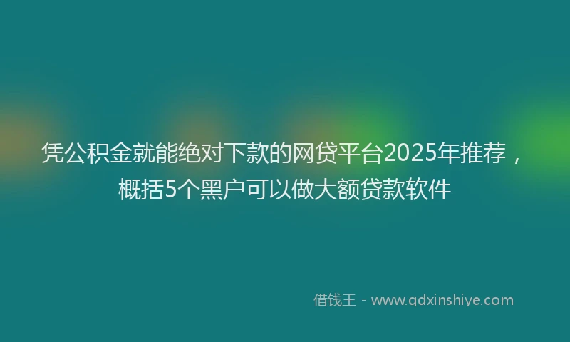 凭公积金就能绝对下款的网贷平台2025年推荐，概括5个黑户可以做大额贷款软件