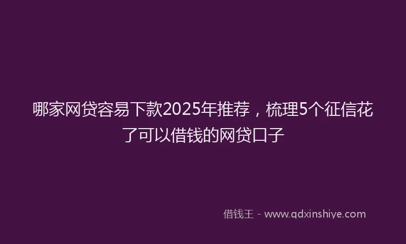 哪家网贷容易下款2025年推荐，梳理5个征信花了可以借钱的网贷口子