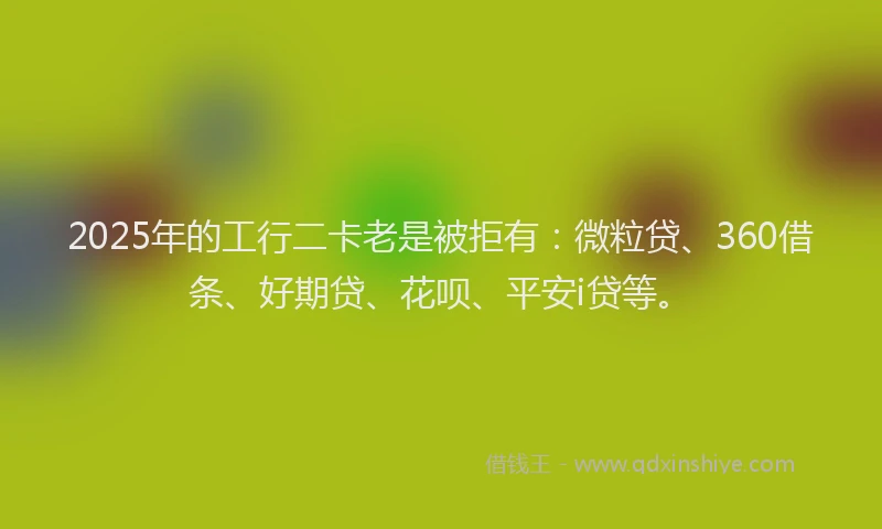 2025年的工行二卡老是被拒有：微粒贷、360借条、好期贷、花呗、平安i贷等。