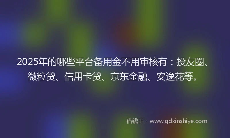 2025年的哪些平台备用金不用审核有：投友圈、微粒贷、信用卡贷、京东金融、安逸花等。