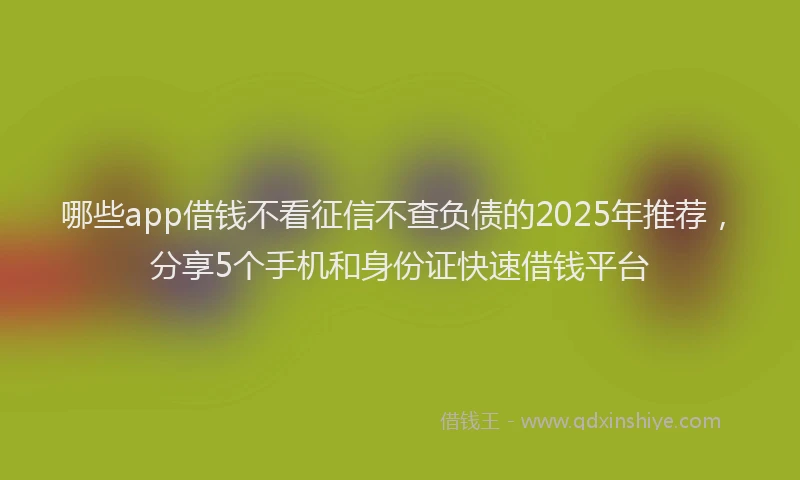 哪些app借钱不看征信不查负债的2025年推荐，分享5个手机和身份证快速借钱平台
