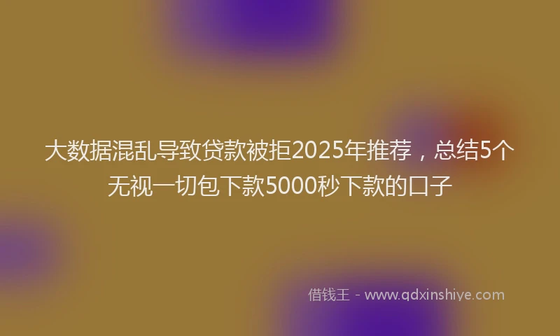 大数据混乱导致贷款被拒2025年推荐，总结5个无视一切包下款5000秒下款的口子