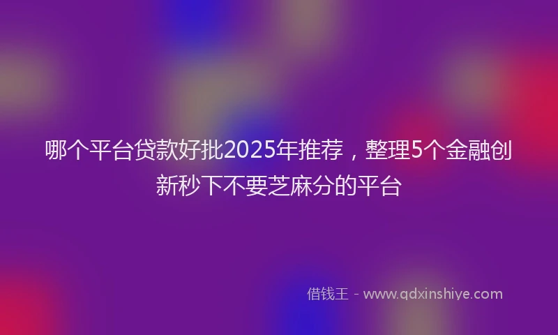 哪个平台贷款好批2025年推荐，整理5个金融创新秒下不要芝麻分的平台