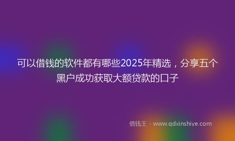 可以借钱的软件都有哪些2025年精选，分享五个黑户成功获取大额贷款的口子