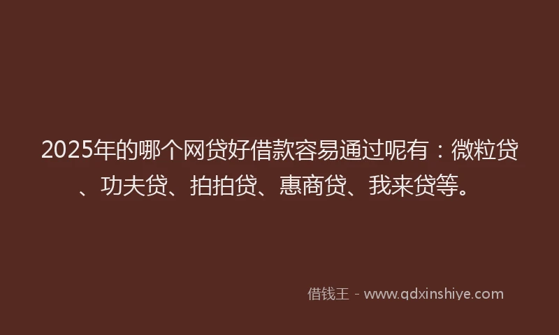 2025年的哪个网贷好借款容易通过呢有：微粒贷、功夫贷、拍拍贷、惠商贷、我来贷等。