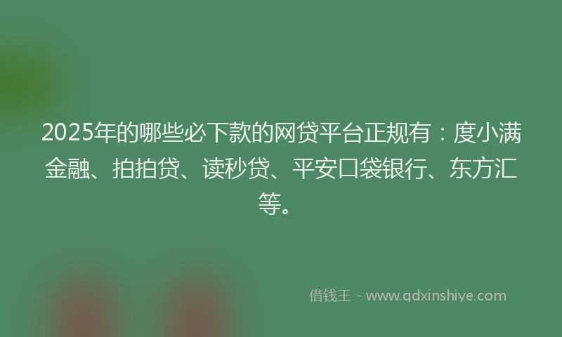 2025年的哪些必下款的网贷平台正规有：度小满金融、拍拍贷、读秒贷、平安口袋银行、东方汇等。