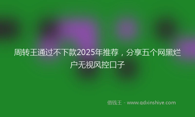 周转王通过不下款2025年推荐，分享五个网黑烂户无视风控口子