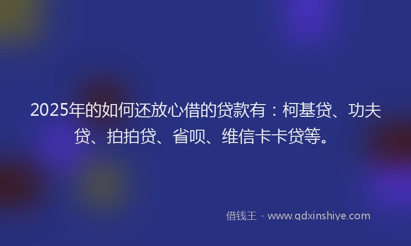 2025年的如何还放心借的贷款有：柯基贷、功夫贷、拍拍贷、省呗、维信卡卡贷等。
