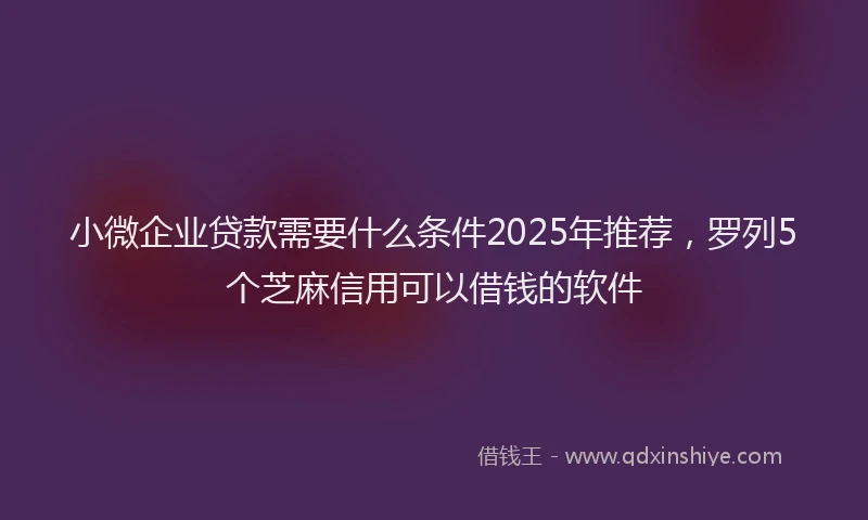 小微企业贷款需要什么条件2025年推荐，罗列5个芝麻信用可以借钱的软件