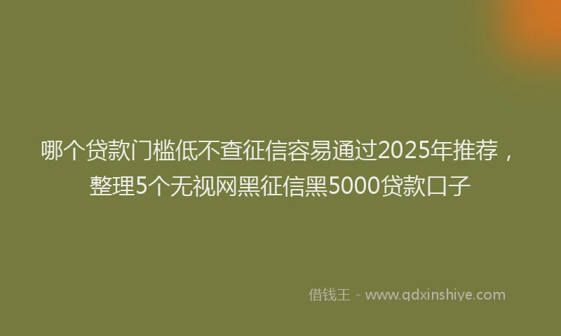 哪个贷款门槛低不查征信容易通过2025年推荐，整理5个无视网黑征信黑5000贷款口子