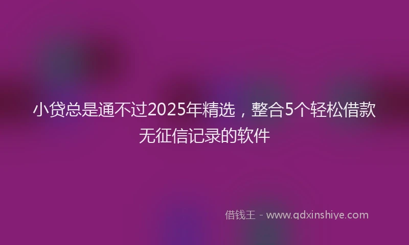 小贷总是通不过2025年精选，整合5个轻松借款无征信记录的软件