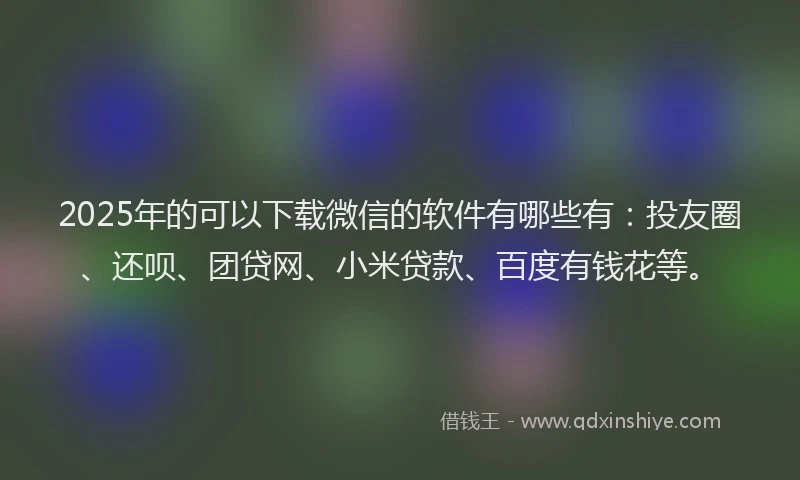 2025年的可以下载微信的软件有哪些有：投友圈、还呗、团贷网、小米贷款、百度有钱花等。