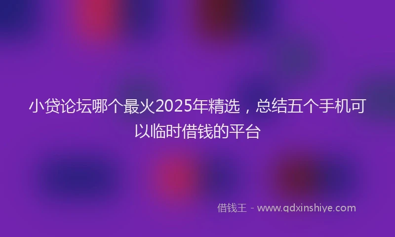 小贷论坛哪个最火2025年精选，总结五个手机可以临时借钱的平台