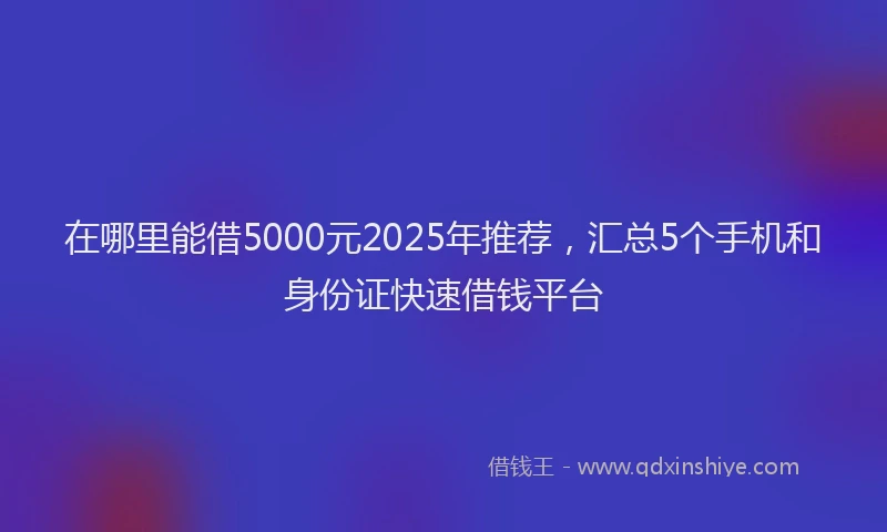 在哪里能借5000元2025年推荐，汇总5个手机和身份证快速借钱平台
