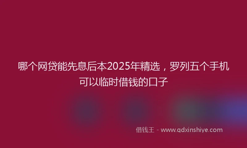 哪个网贷能先息后本2025年精选，罗列五个手机可以临时借钱的口子