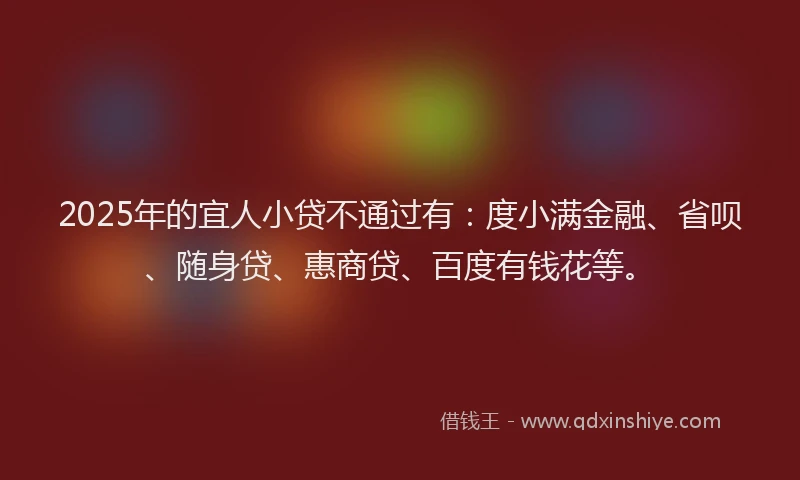 2025年的宜人小贷不通过有：度小满金融、省呗、随身贷、惠商贷、百度有钱花等。