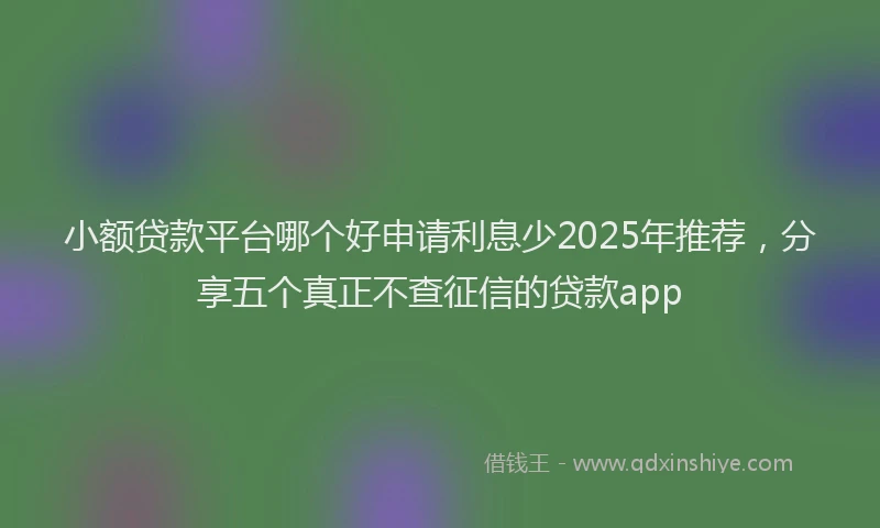 小额贷款平台哪个好申请利息少2025年推荐，分享五个真正不查征信的贷款app