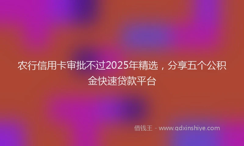 农行信用卡审批不过2025年精选，分享五个公积金快速贷款平台