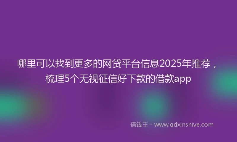 哪里可以找到更多的网贷平台信息2025年推荐，梳理5个无视征信好下款的借款app