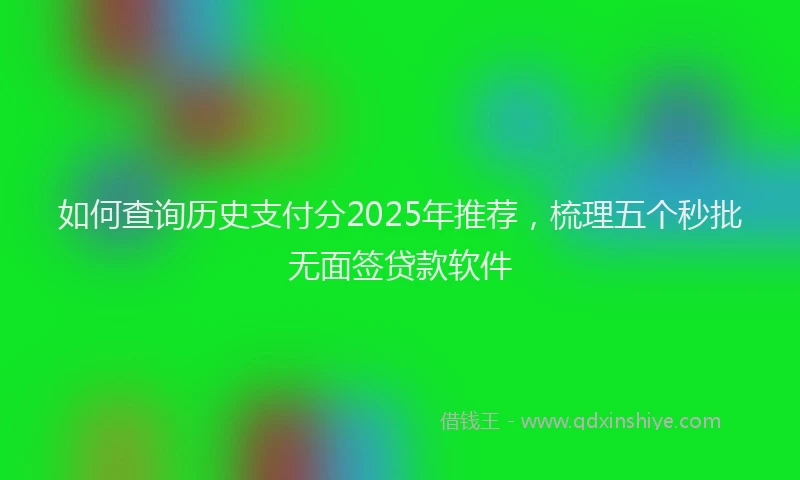 如何查询历史支付分2025年推荐，梳理五个秒批无面签贷款软件