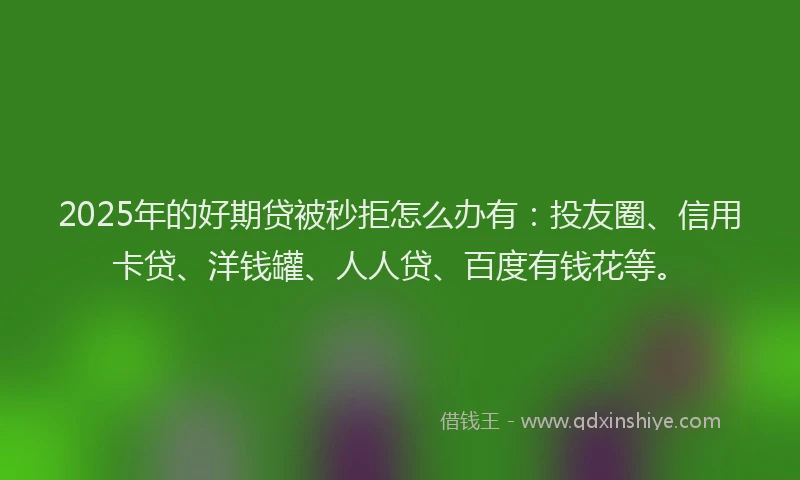 2025年的好期贷被秒拒怎么办有：投友圈、信用卡贷、洋钱罐、人人贷、百度有钱花等。