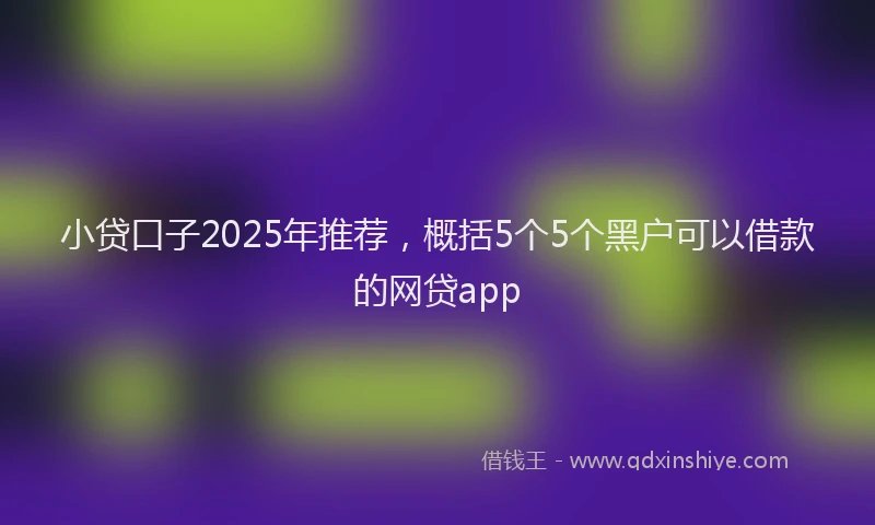 小贷口子2025年推荐，概括5个5个黑户可以借款的网贷app