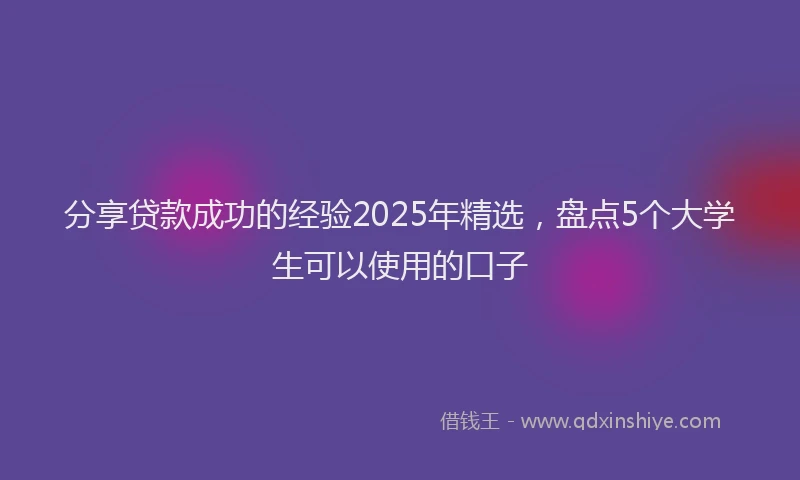 分享贷款成功的经验2025年精选，盘点5个大学生可以使用的口子