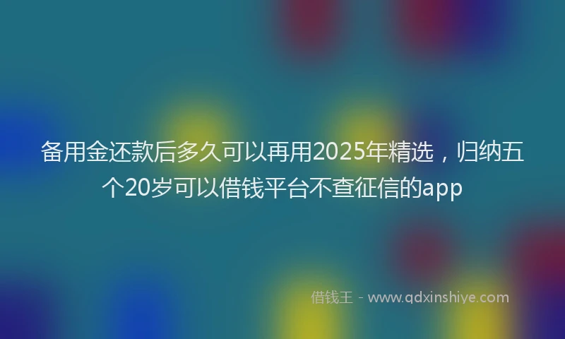 备用金还款后多久可以再用2025年精选，归纳五个20岁可以借钱平台不查征信的app