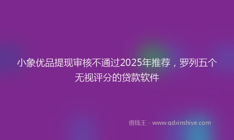 小象优品提现审核不通过2025年推荐，罗列五个无视评分的贷款软件
