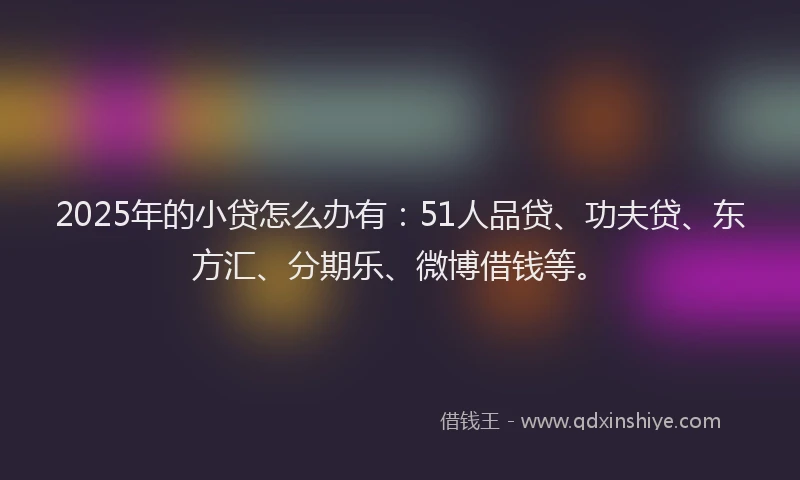 2025年的小贷怎么办有：51人品贷、功夫贷、东方汇、分期乐、微博借钱等。