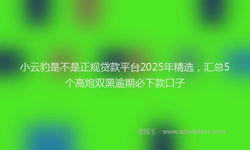 小云豹是不是正规贷款平台2025年精选，汇总5个高炮双黑逾期必下款口子