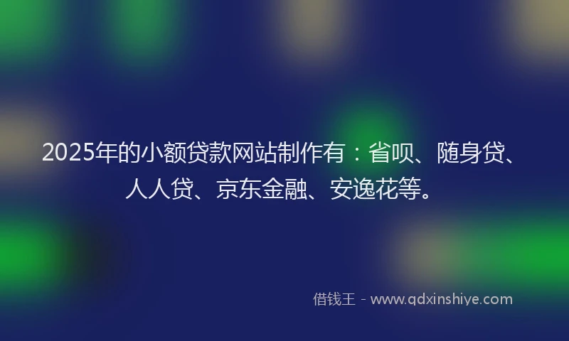 2025年的小额贷款网站制作有：省呗、随身贷、人人贷、京东金融、安逸花等。
